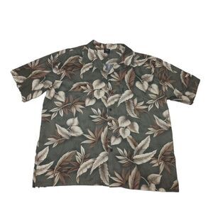 Palmwave Hawaii Men's 3XL Shirt Green Floral Button Up Short Sleeve‎ 100% Cotton